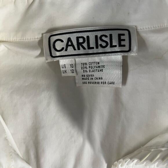 Carlisle White Pleated-Trim Button-Front Blouse – Size 10 – NWT - Picture 12 of 12
